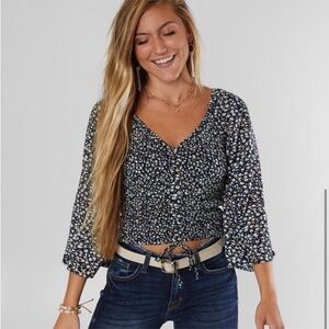 Navy Cinched Top